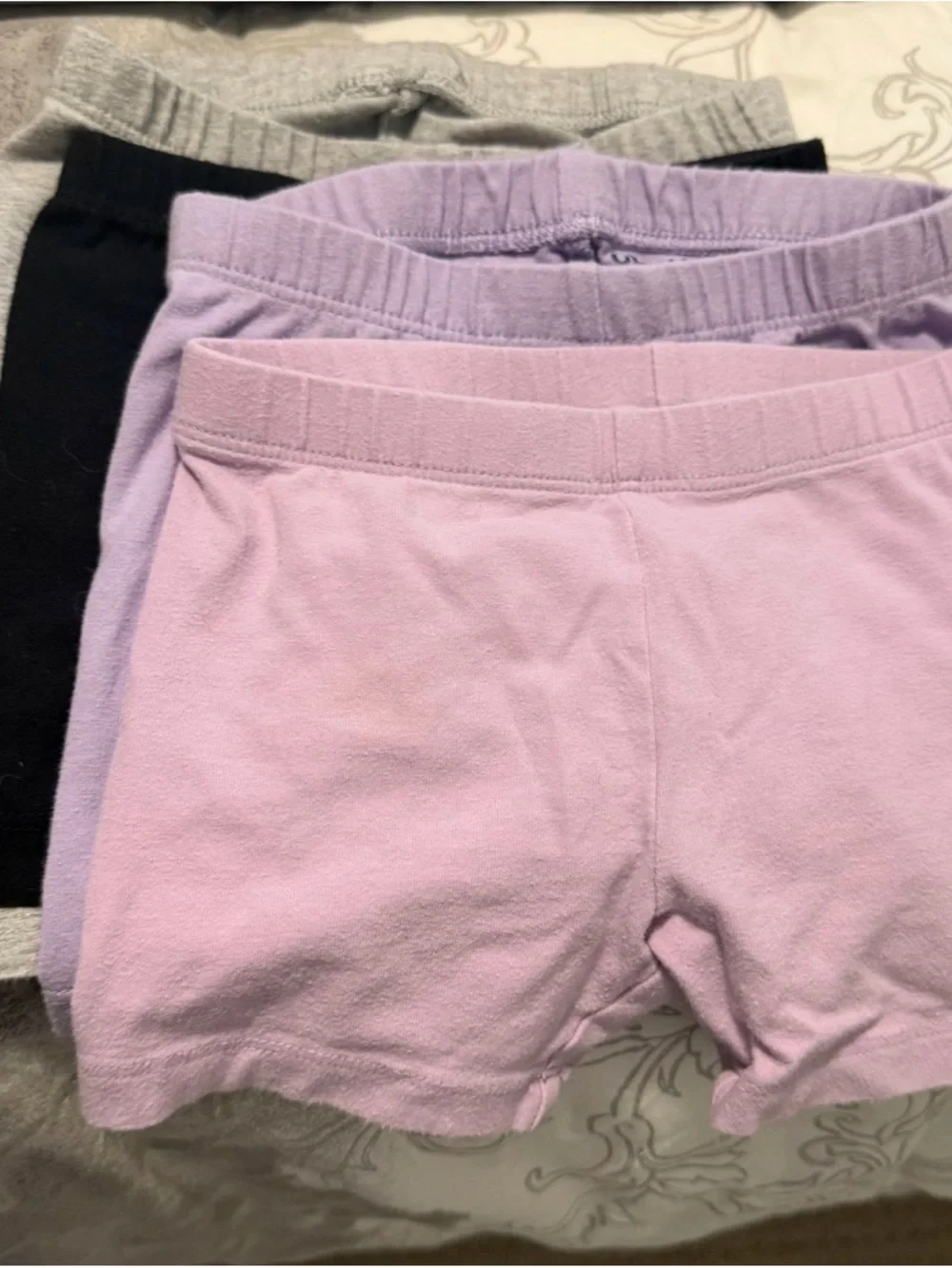 Girls Stretch Shorts in Lilac, Lavender, Black, Gray